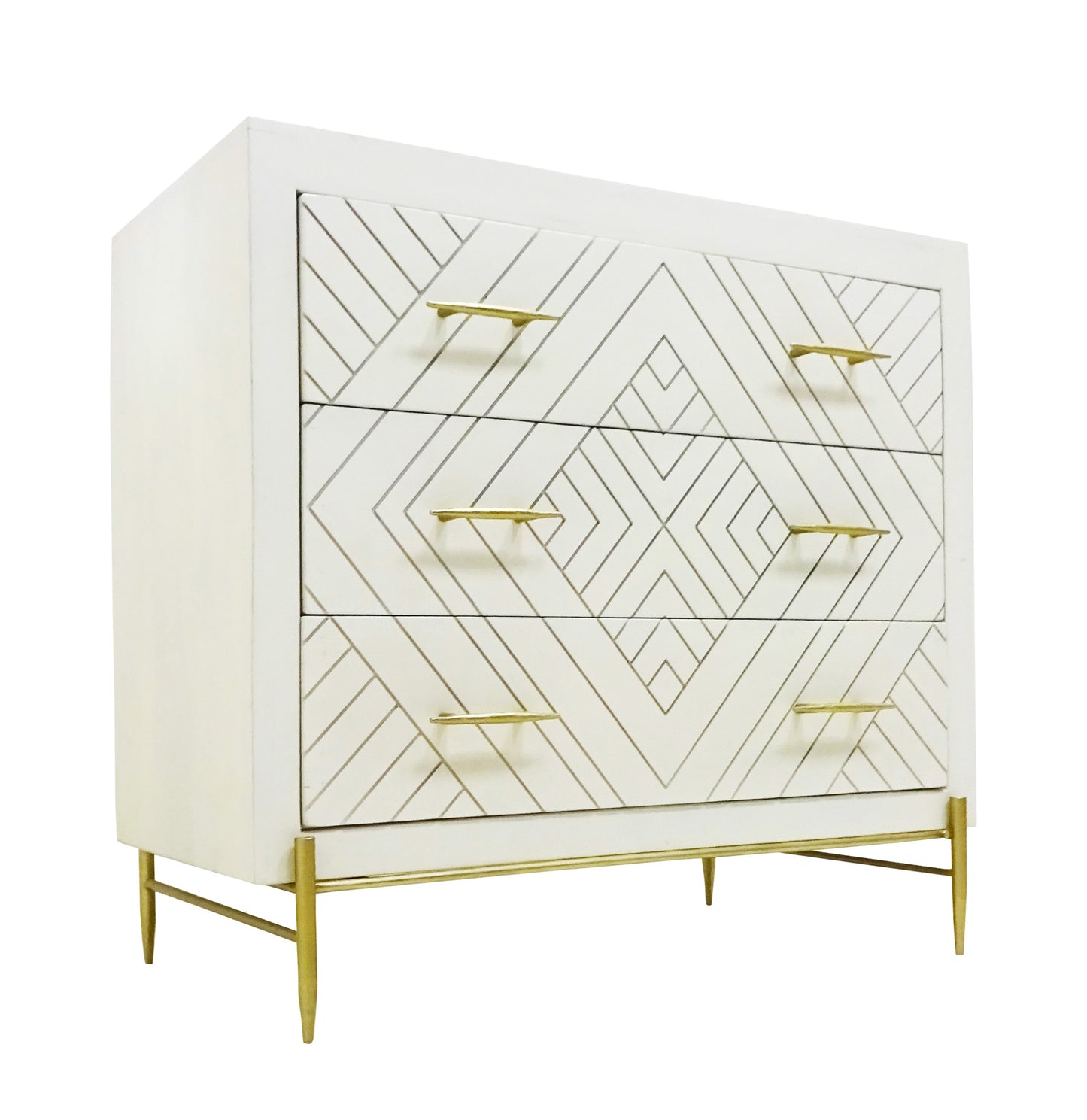 Ivory Solid Wood Three Drawer Dresser By Homeroots | Dressers | Modishstore - 2