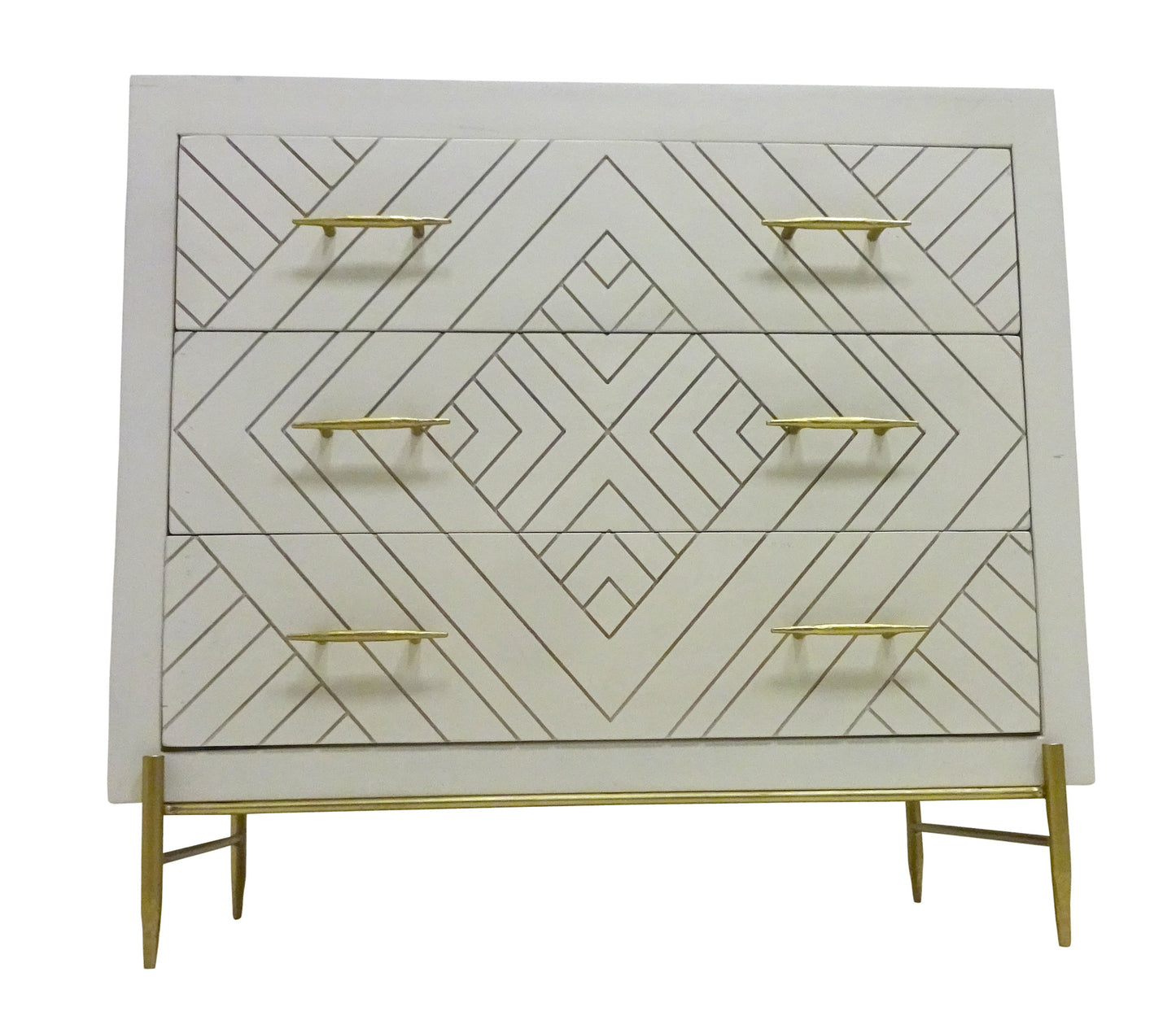 Ivory Solid Wood Three Drawer Dresser By Homeroots | Dressers | Modishstore - 1