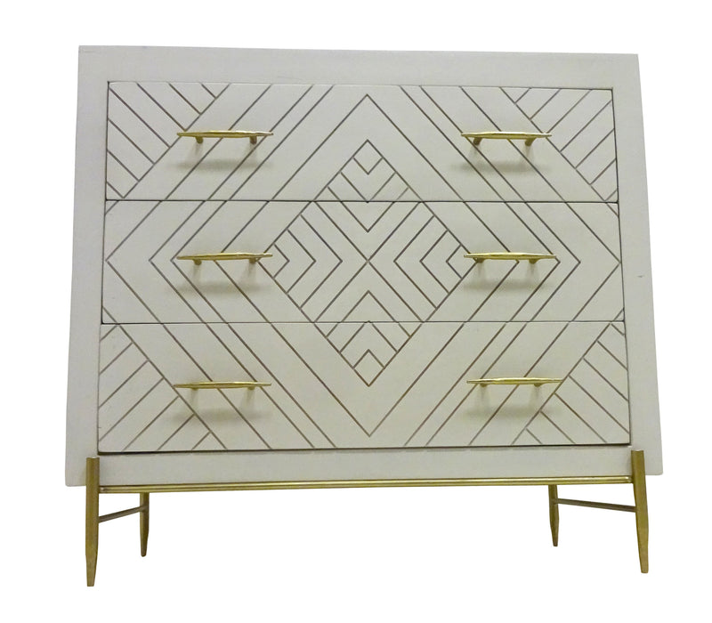 Ivory Solid Wood Three Drawer Dresser By Homeroots | Dressers | Modishstore - 1
