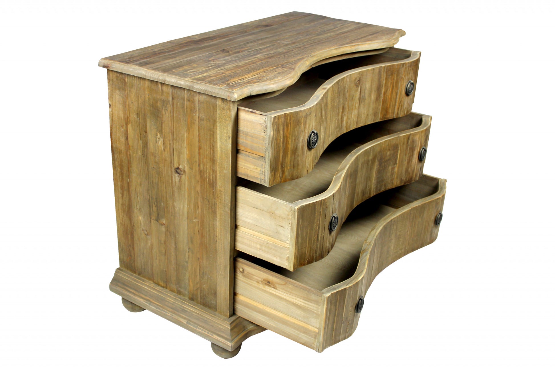 Natural Solid Wood Three Drawer Dresser By Homeroots | Dressers | Modishstore - 2