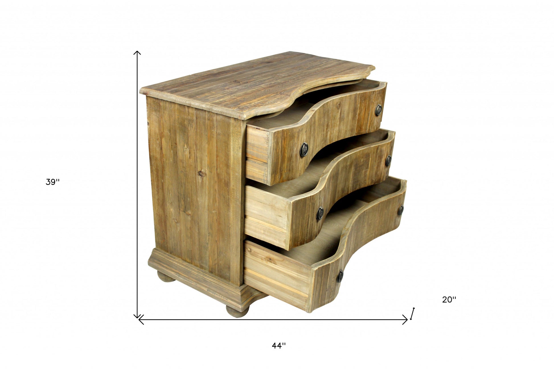 Natural Solid Wood Three Drawer Dresser By Homeroots | Dressers | Modishstore - 6