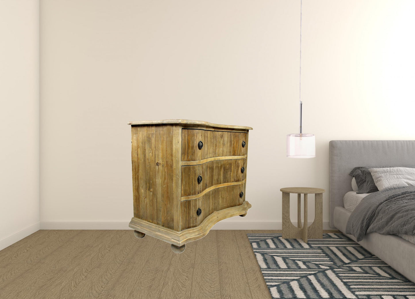Natural Solid Wood Three Drawer Dresser By Homeroots | Dressers | Modishstore - 4