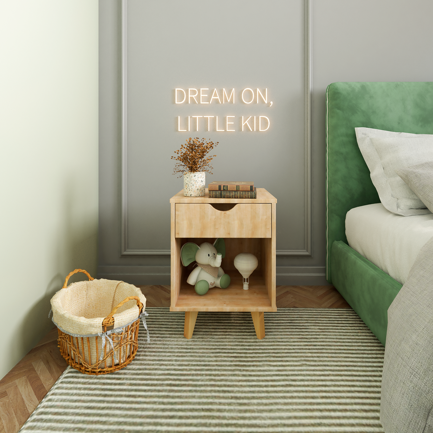 Natural One Drawer Nightstand By Homeroots | Nightstands | Modishstore - 6