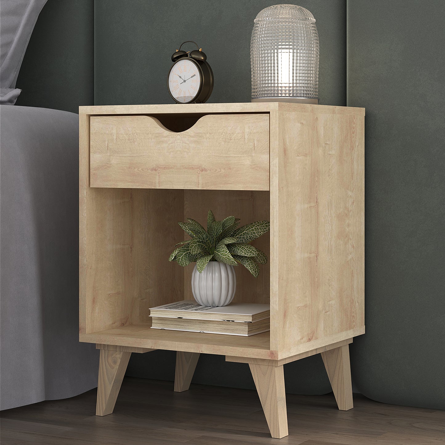 Natural One Drawer Nightstand By Homeroots | Nightstands | Modishstore - 4