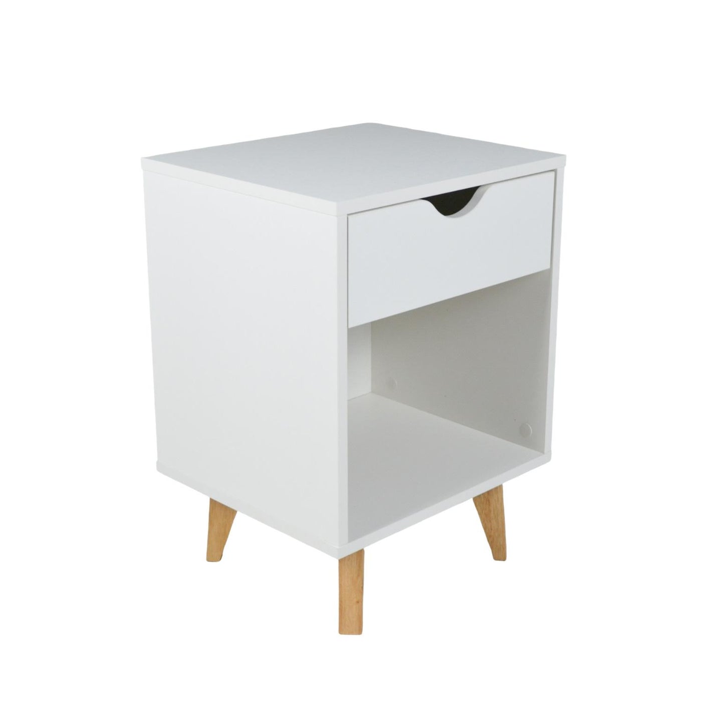 White One Drawer Nightstand By Homeroots | Nightstands | Modishstore - 1