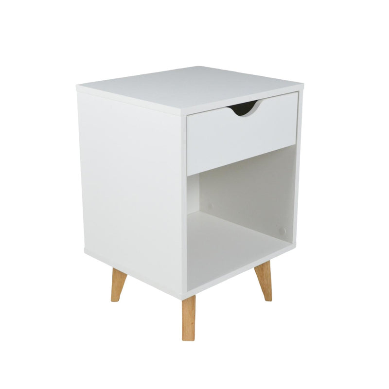 White One Drawer Nightstand By Homeroots | Nightstands | Modishstore - 1