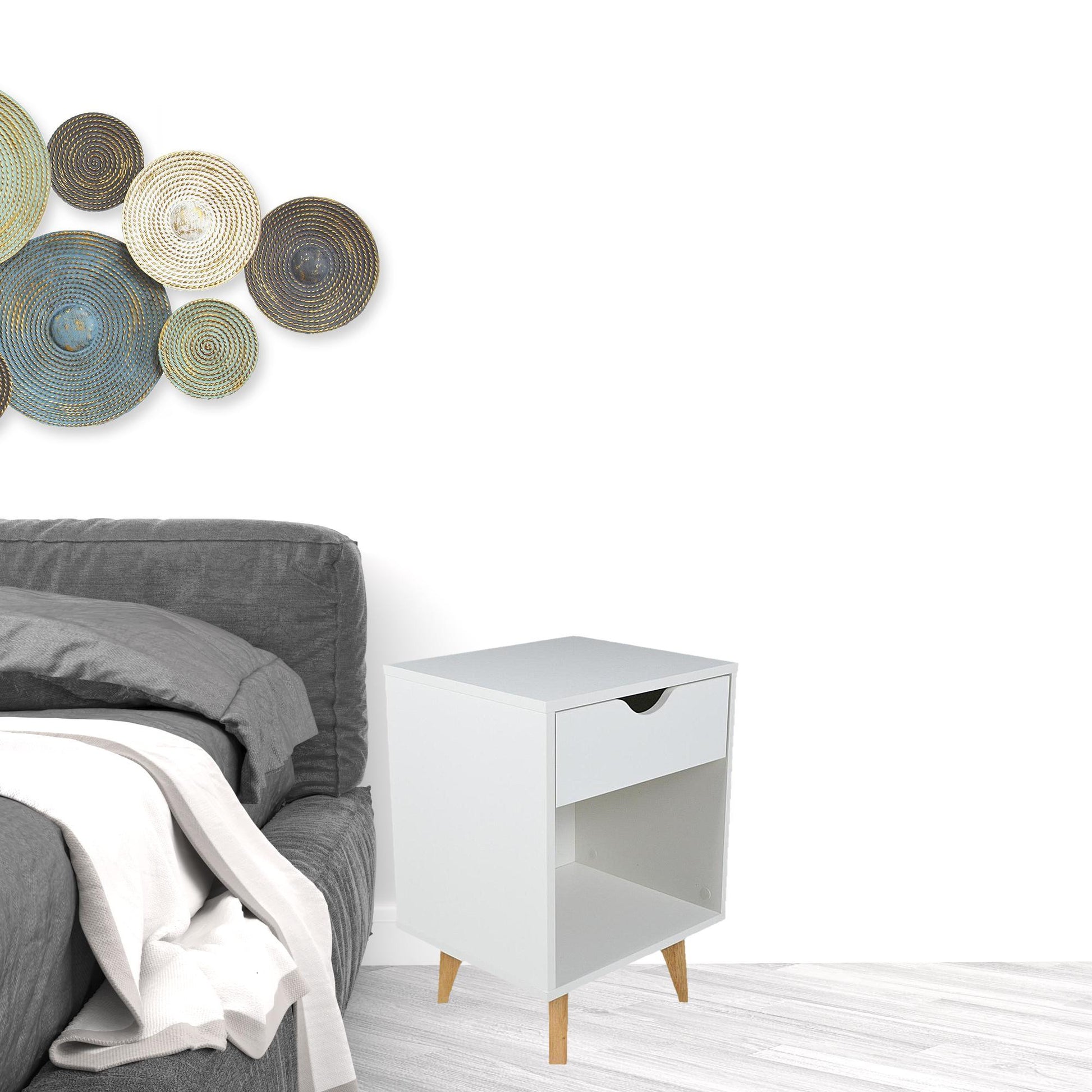 White One Drawer Nightstand By Homeroots | Nightstands | Modishstore - 2