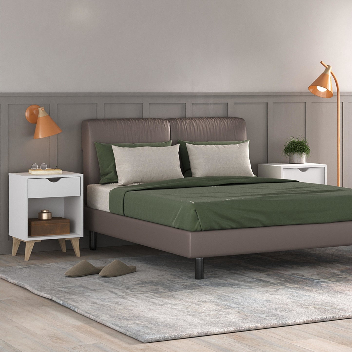 White One Drawer Nightstand By Homeroots | Nightstands | Modishstore - 4