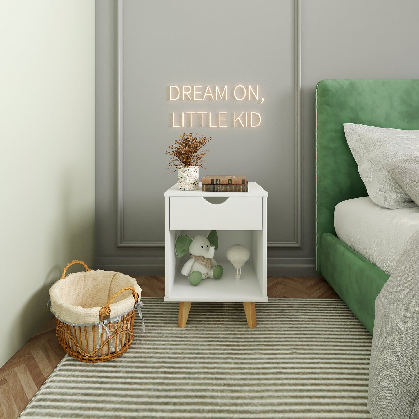 White One Drawer Nightstand By Homeroots | Nightstands | Modishstore - 5