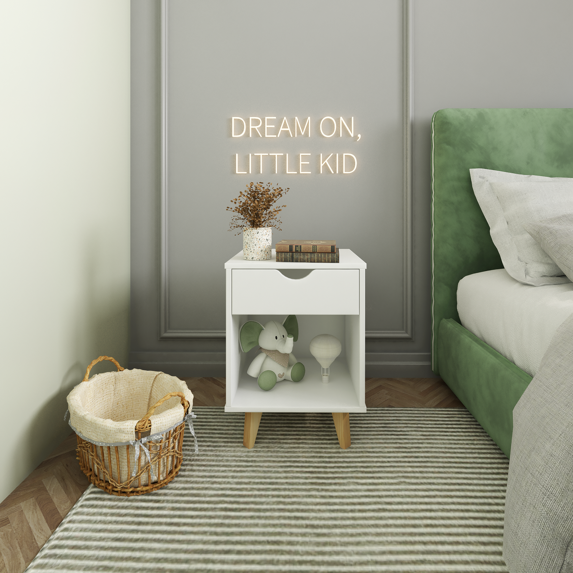 White One Drawer Nightstand By Homeroots | Nightstands | Modishstore - 5