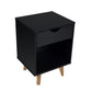 Black One Drawer Nightstand By Homeroots | Nightstands | Modishstore - 1