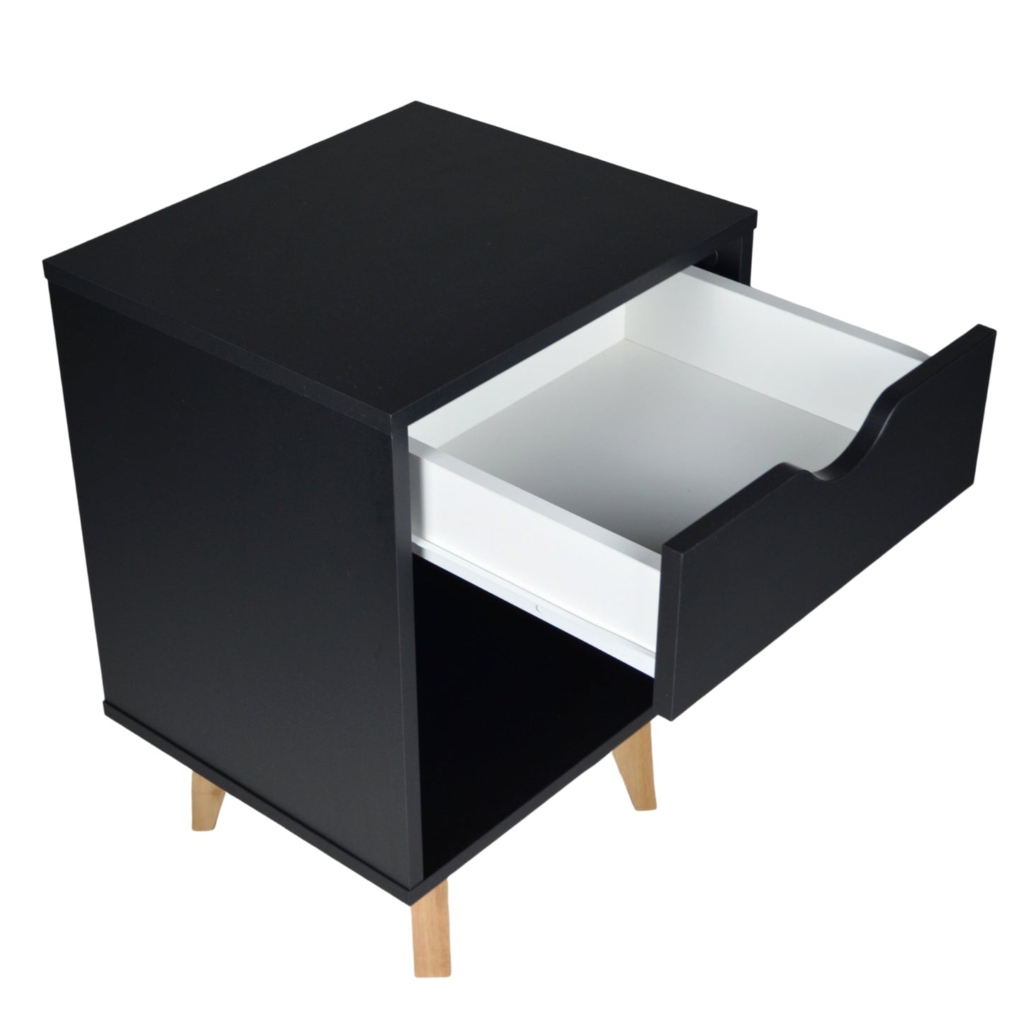 Black One Drawer Nightstand By Homeroots | Nightstands | Modishstore - 3