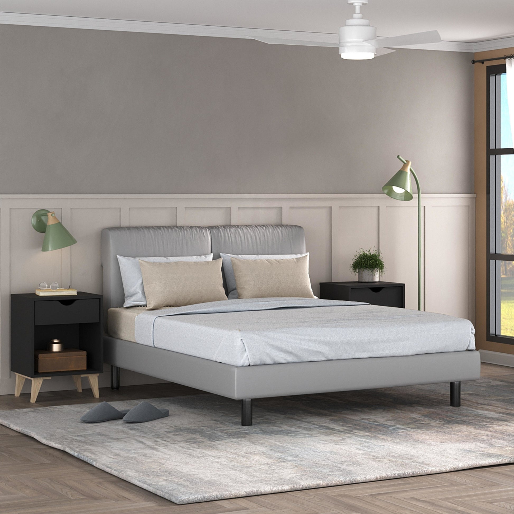 Black One Drawer Nightstand By Homeroots | Nightstands | Modishstore - 5