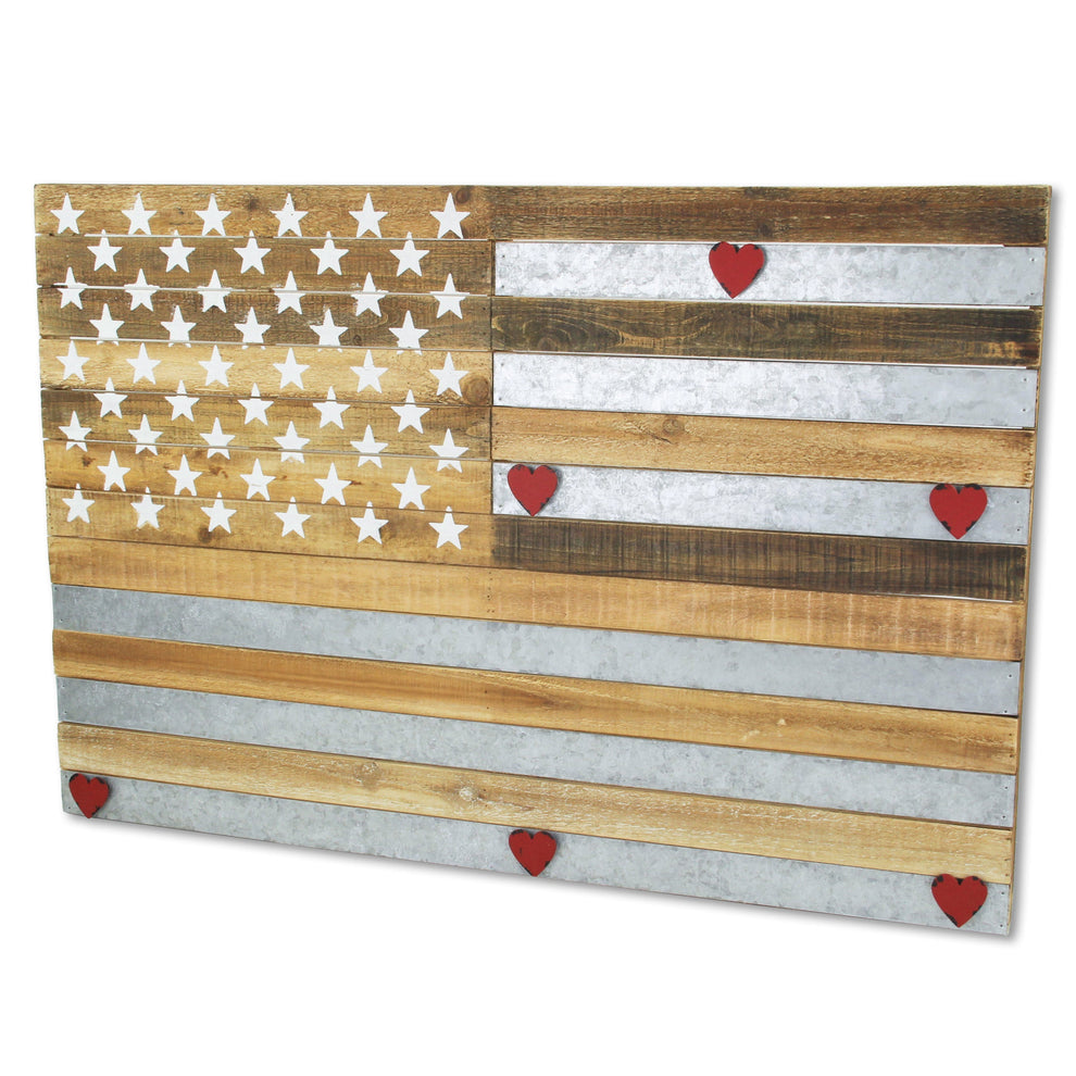 Brown and Gray Stars And Stripes Wood and Metal Hanging Dimensional Sculpture By Homeroots | Wall Decor | Modishstore - 4