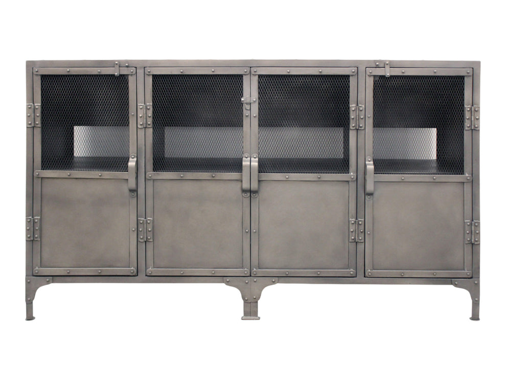 Gray Metal Enclosed Storage TV Stand By Homeroots | TV Stands | Modishstore - 3