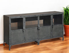 Dark Gray Metal Enclosed Storage TV Stand By Homeroots