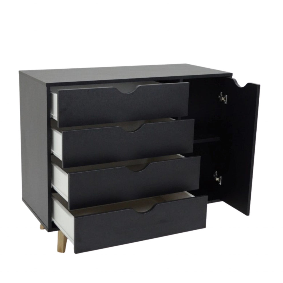 Black Solid Wood Four Drawer Combo Dresser By Homeroots | Dressers | Modishstore - 3
