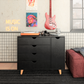 Black Solid Wood Four Drawer Combo Dresser By Homeroots | Dressers | Modishstore - 5