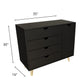 Black Solid Wood Four Drawer Combo Dresser By Homeroots | Dressers | Modishstore - 7