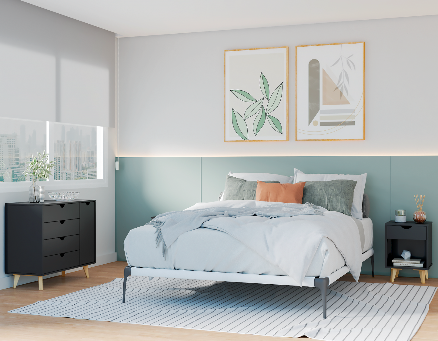 Black Solid Wood Four Drawer Combo Dresser By Homeroots | Dressers | Modishstore - 6