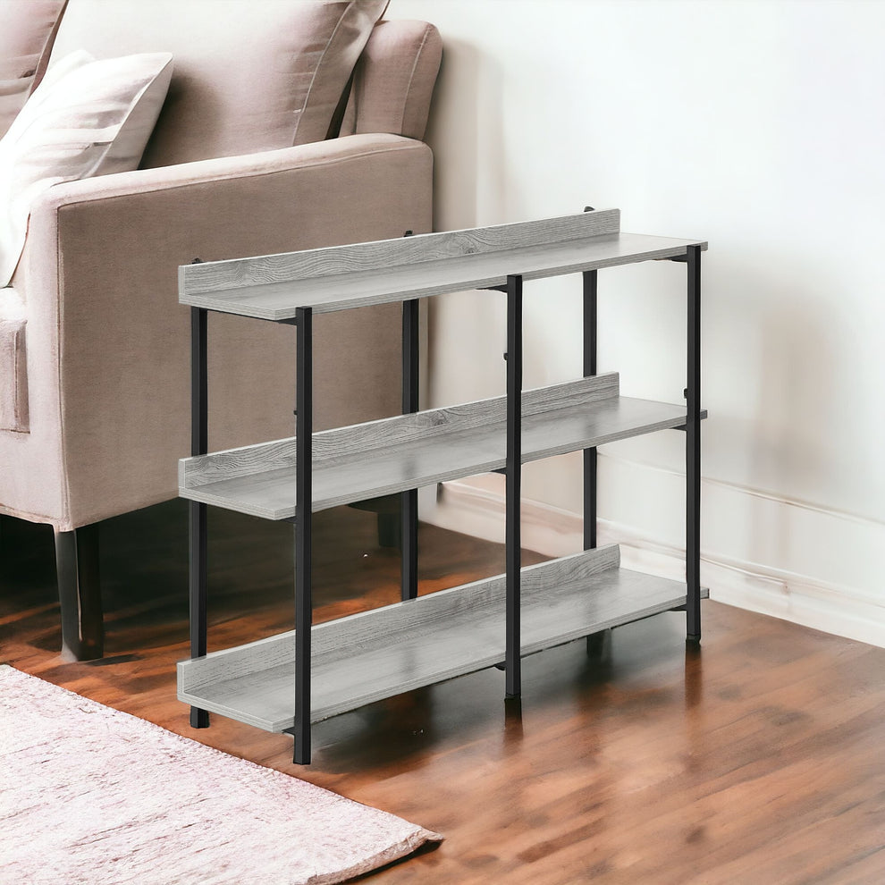 Black And Gray End Table With Three Shelves By Homeroots | End Tables | Modishstore - 2