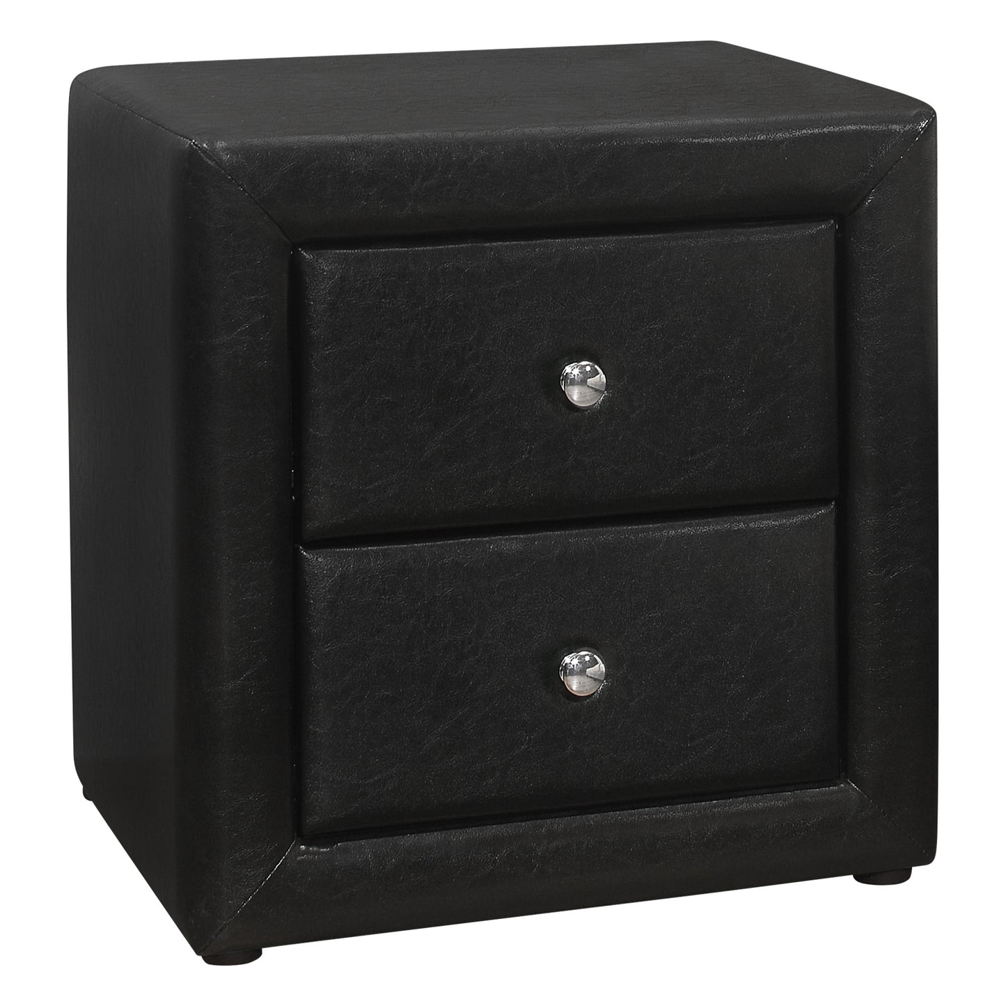 Black Faux Leather Two Drawer Nightstand By Homeroots | Nightstands | Modishstore - 1