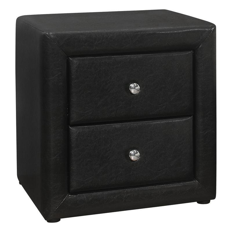 Black Faux Leather Two Drawer Nightstand By Homeroots | Nightstands | Modishstore - 1