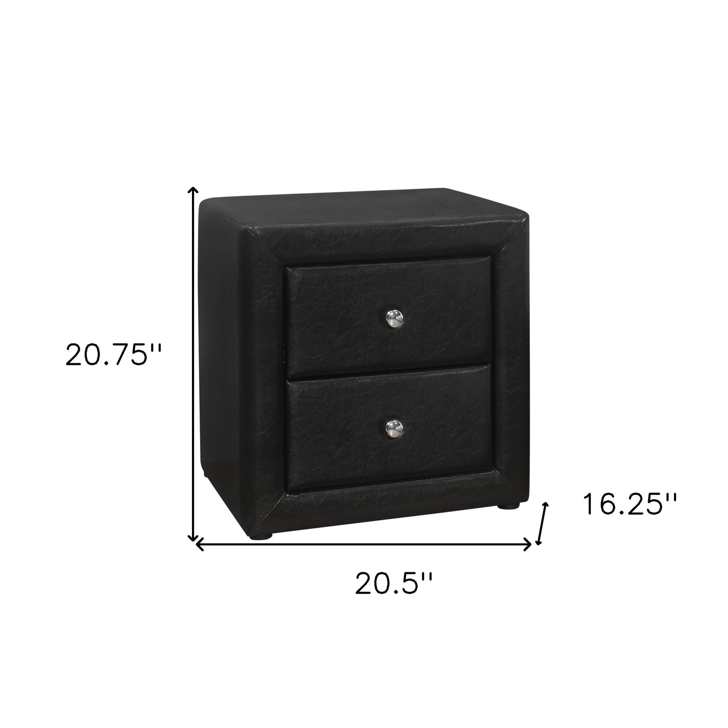 Black Faux Leather Two Drawer Nightstand By Homeroots | Nightstands | Modishstore - 5