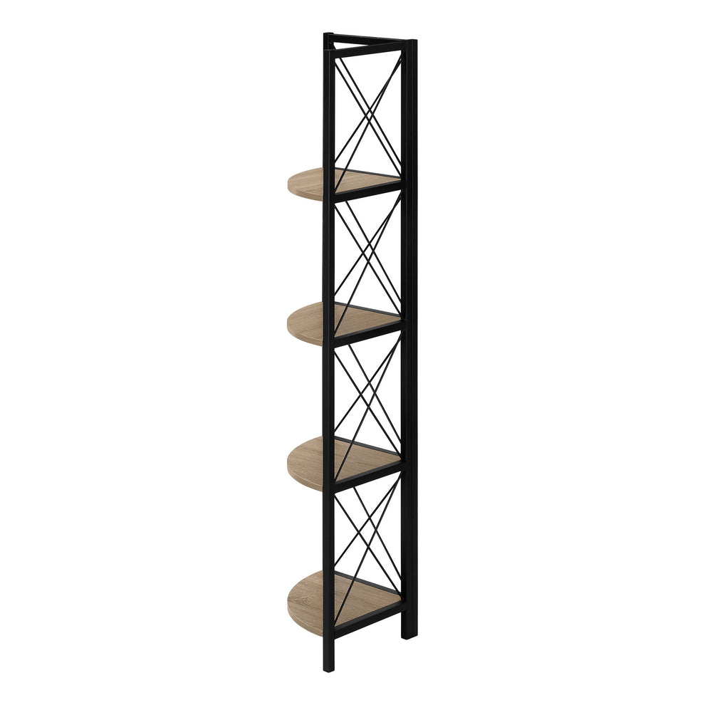 Taupe Metal Corner Bookcase By Homeroots | Bookcases | Modishstore - 3