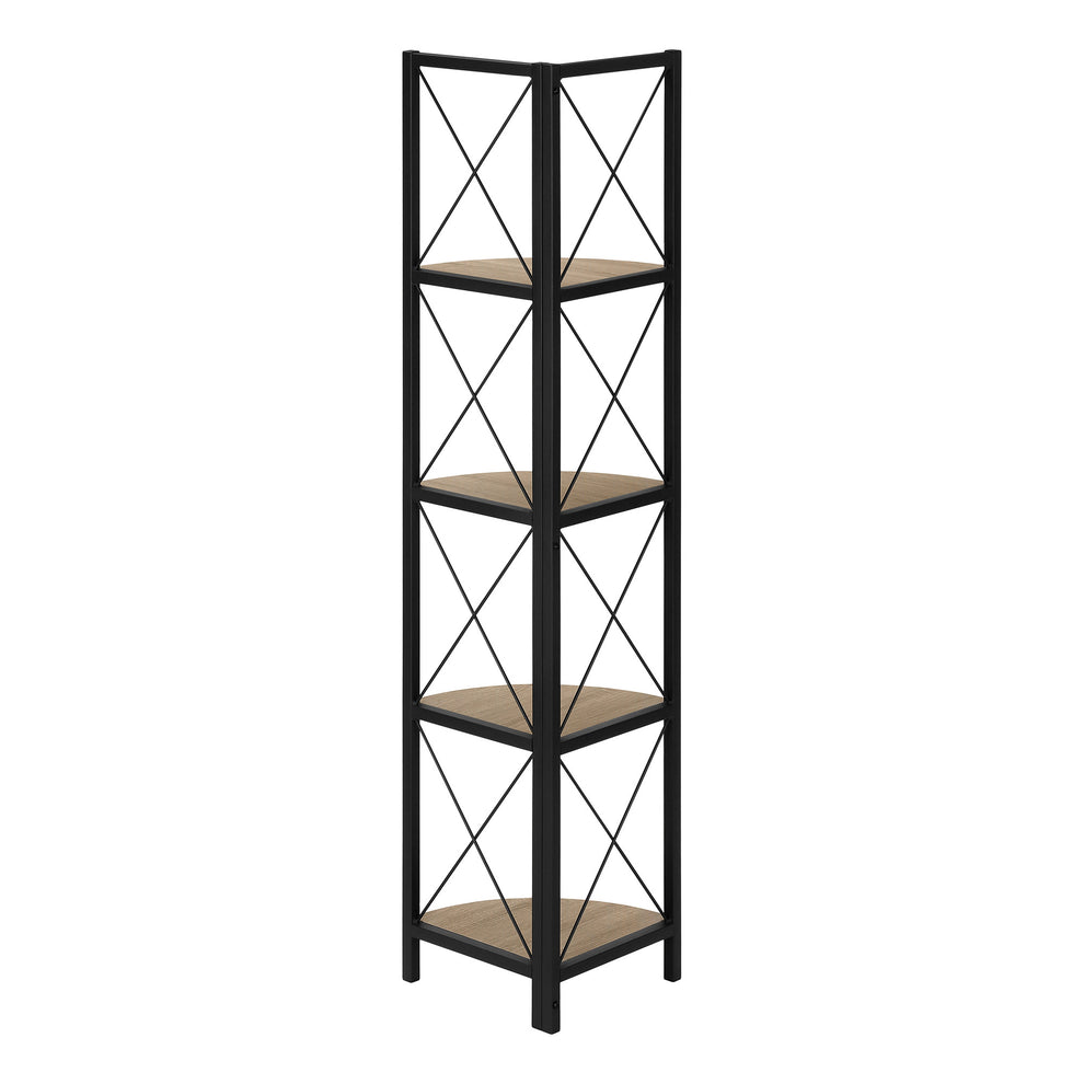 Taupe Metal Corner Bookcase By Homeroots | Bookcases | Modishstore - 4
