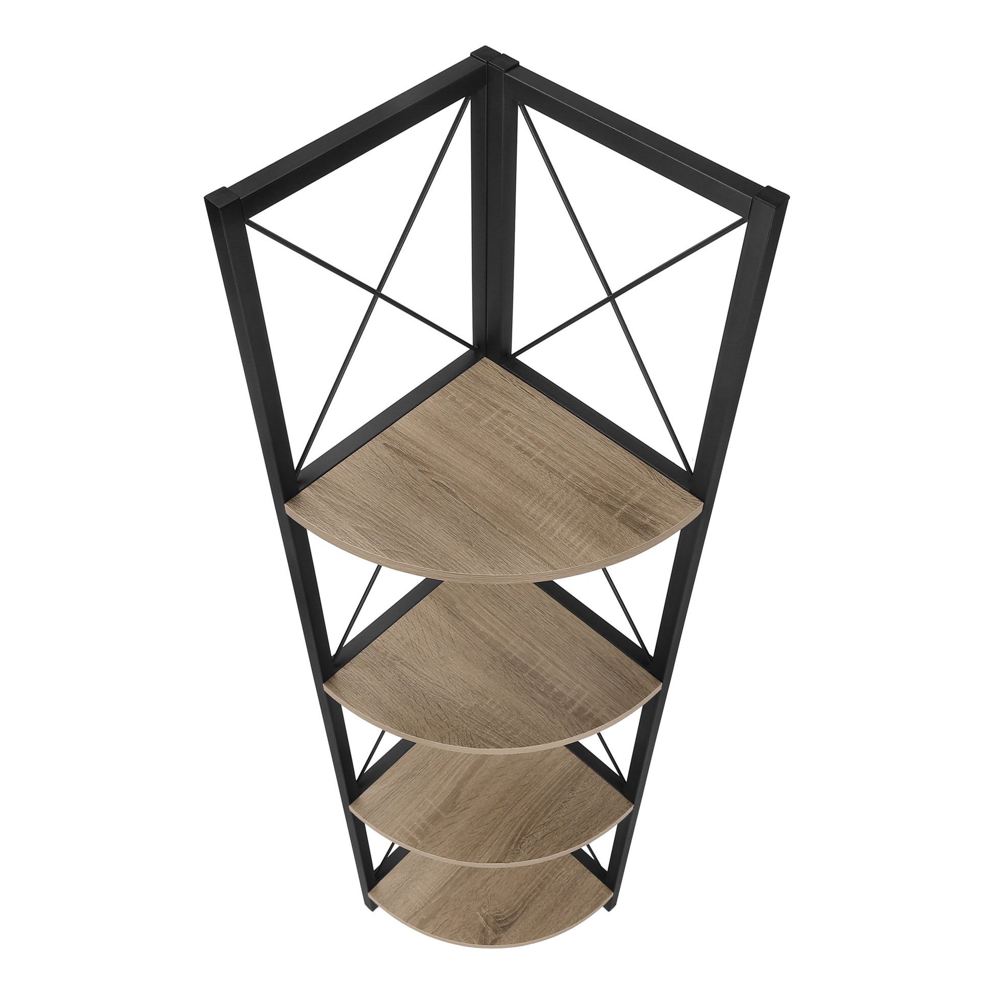 Taupe Metal Corner Bookcase By Homeroots | Bookcases | Modishstore - 8