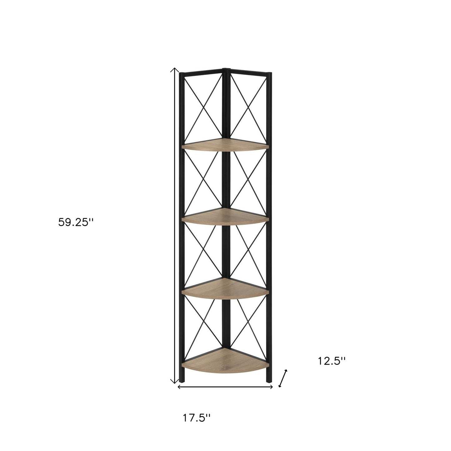 Taupe Metal Corner Bookcase By Homeroots | Bookcases | Modishstore - 6