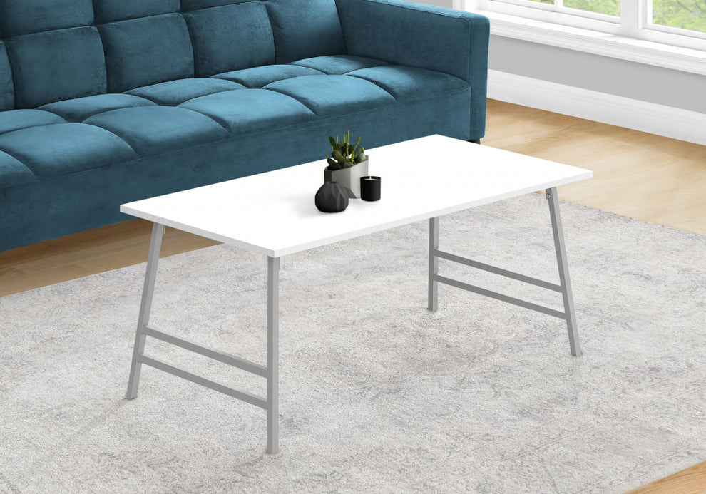 White And Silver Wood And Metal Coffee Table By Homeroots | Coffee Tables | Modishstore - 8