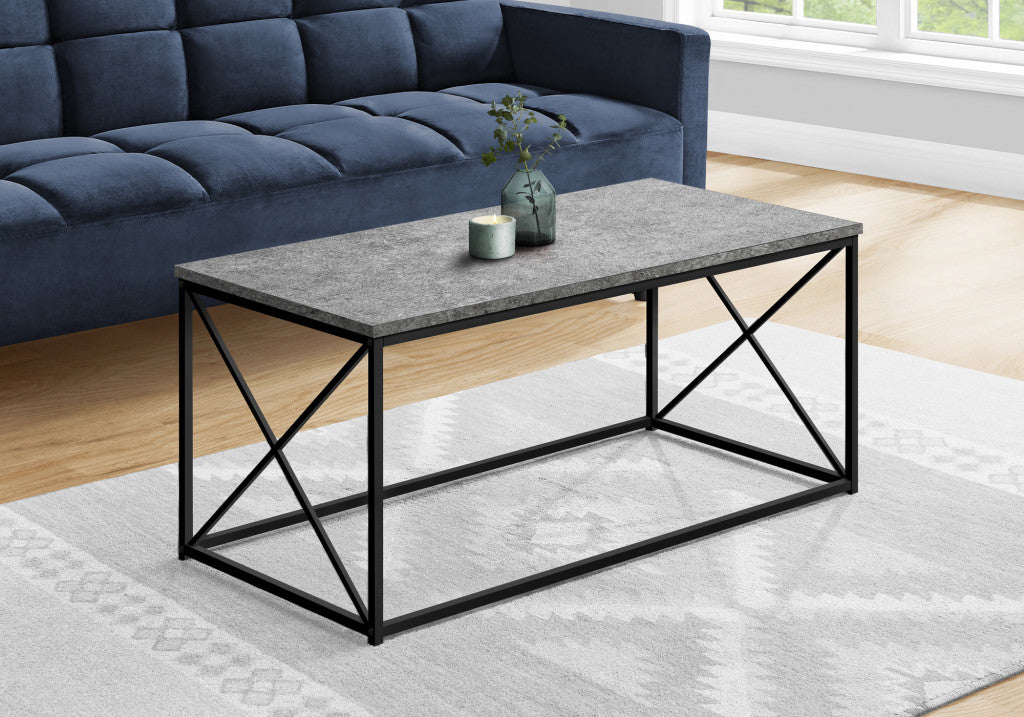 Gray And Black Wood And Metal Coffee Table By Homeroots | Coffee Tables | Modishstore - 2