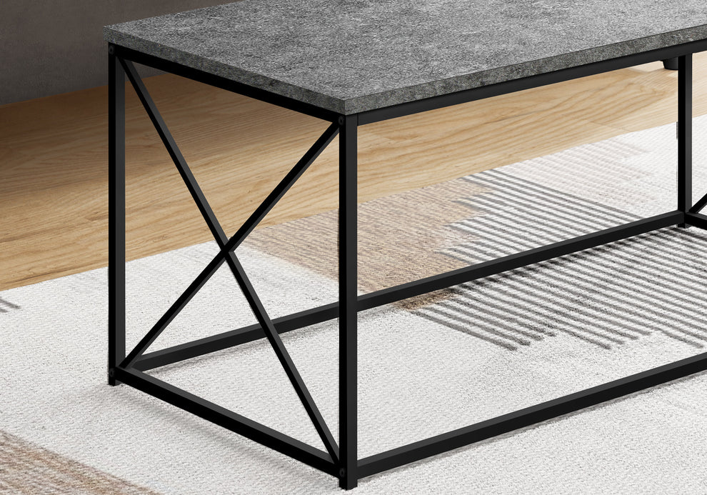 Gray And Black Wood And Metal Coffee Table By Homeroots | Coffee Tables | Modishstore - 3