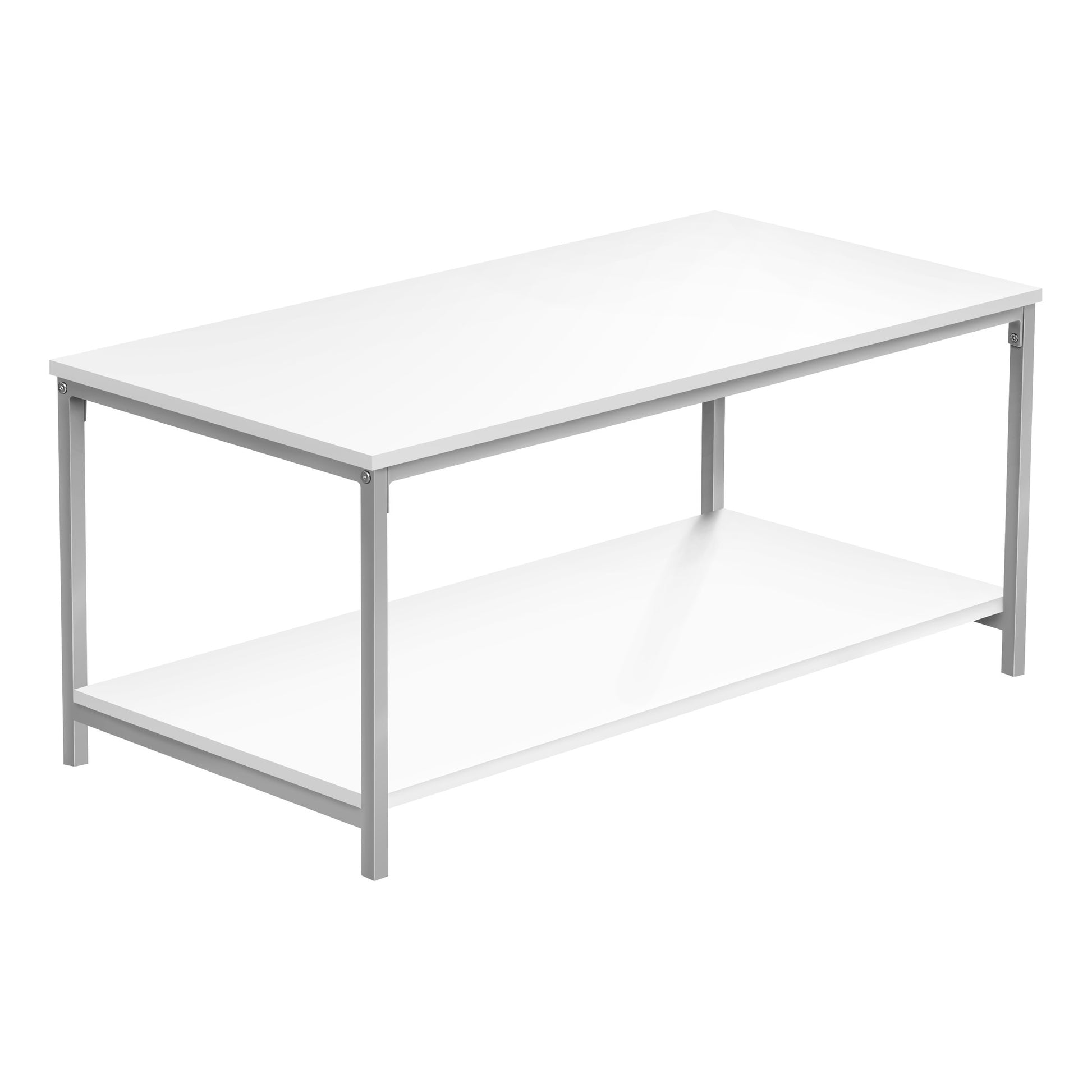 White And Silver Metal Coffee Table By Homeroots | Coffee Tables | Modishstore - 1