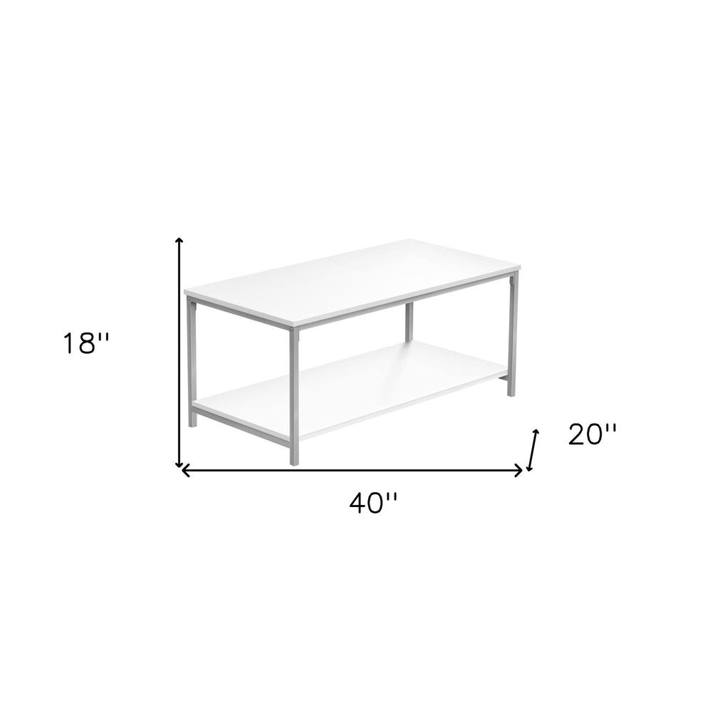 White And Silver Metal Coffee Table By Homeroots | Coffee Tables | Modishstore - 4
