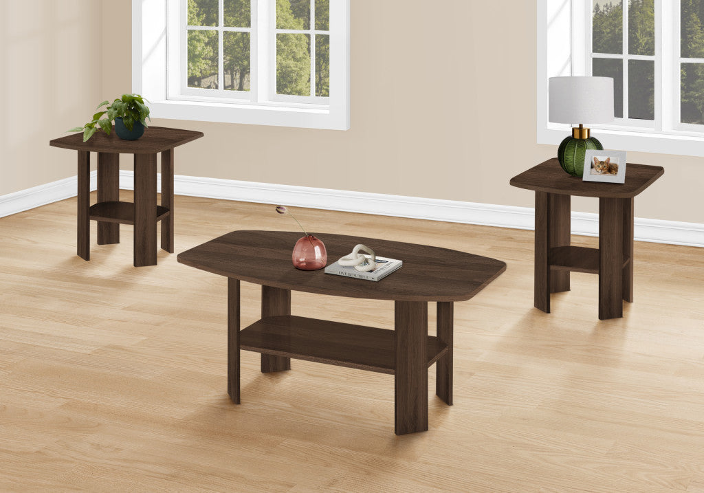 Set of Three Espresso Coffee Table With Three Shelves By Homeroots | Coffee Tables | Modishstore - 8