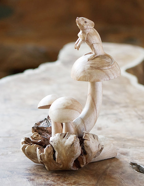 Parasite Mouse on Mushrooms Set of 4 By Garden Age Supply | Sculptures | Modishstore - 1