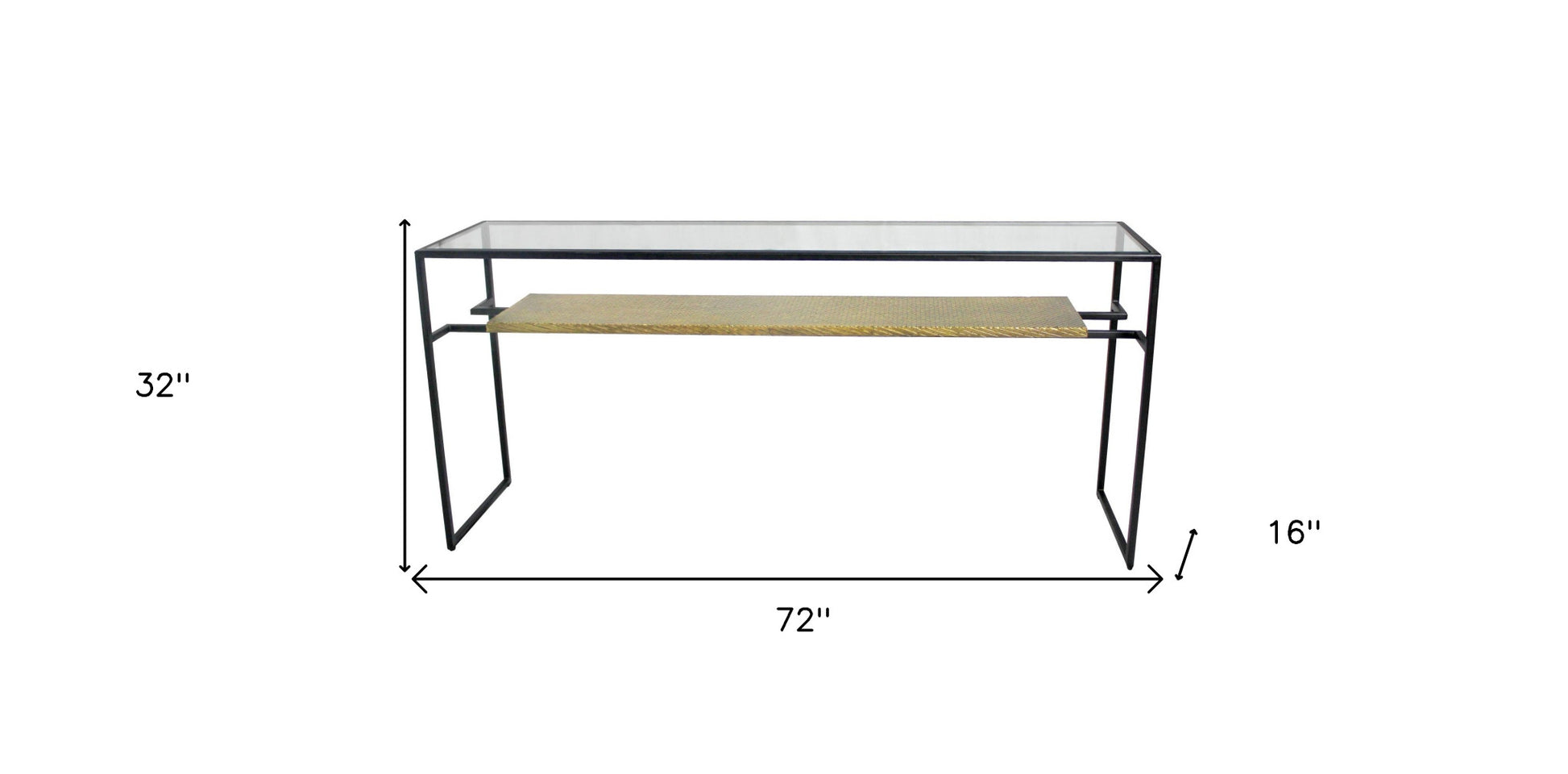 Clear Black and Gold Glass Sled Console Table With Shelves By Homeroots | Console Tables | Modishstore - 5