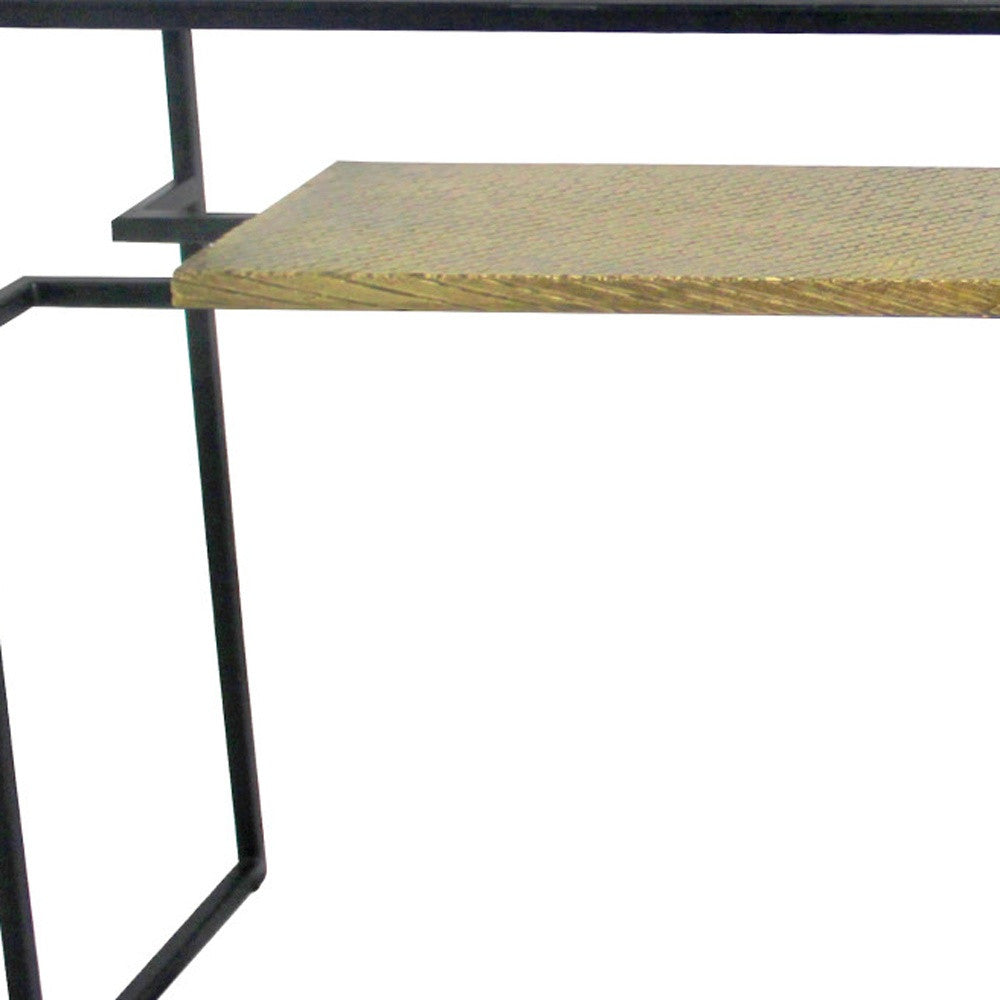 Clear Black and Gold Glass Sled Console Table With Shelves By Homeroots | Console Tables | Modishstore - 4