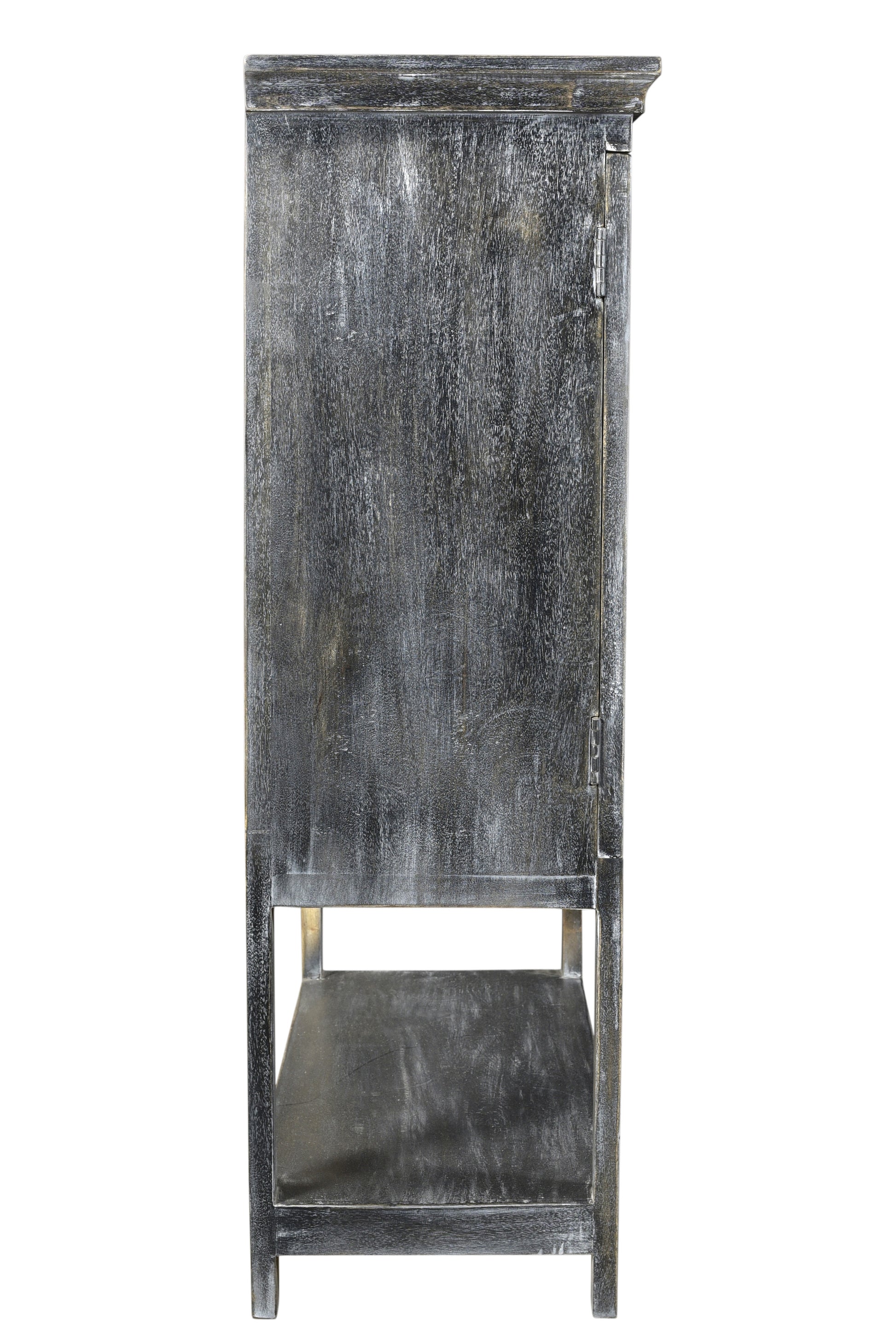 Distressed Wash Dark Gray Solid Wood Two Door Accent Cabinet By Homeroots | Cabinets | Modishstore - 3