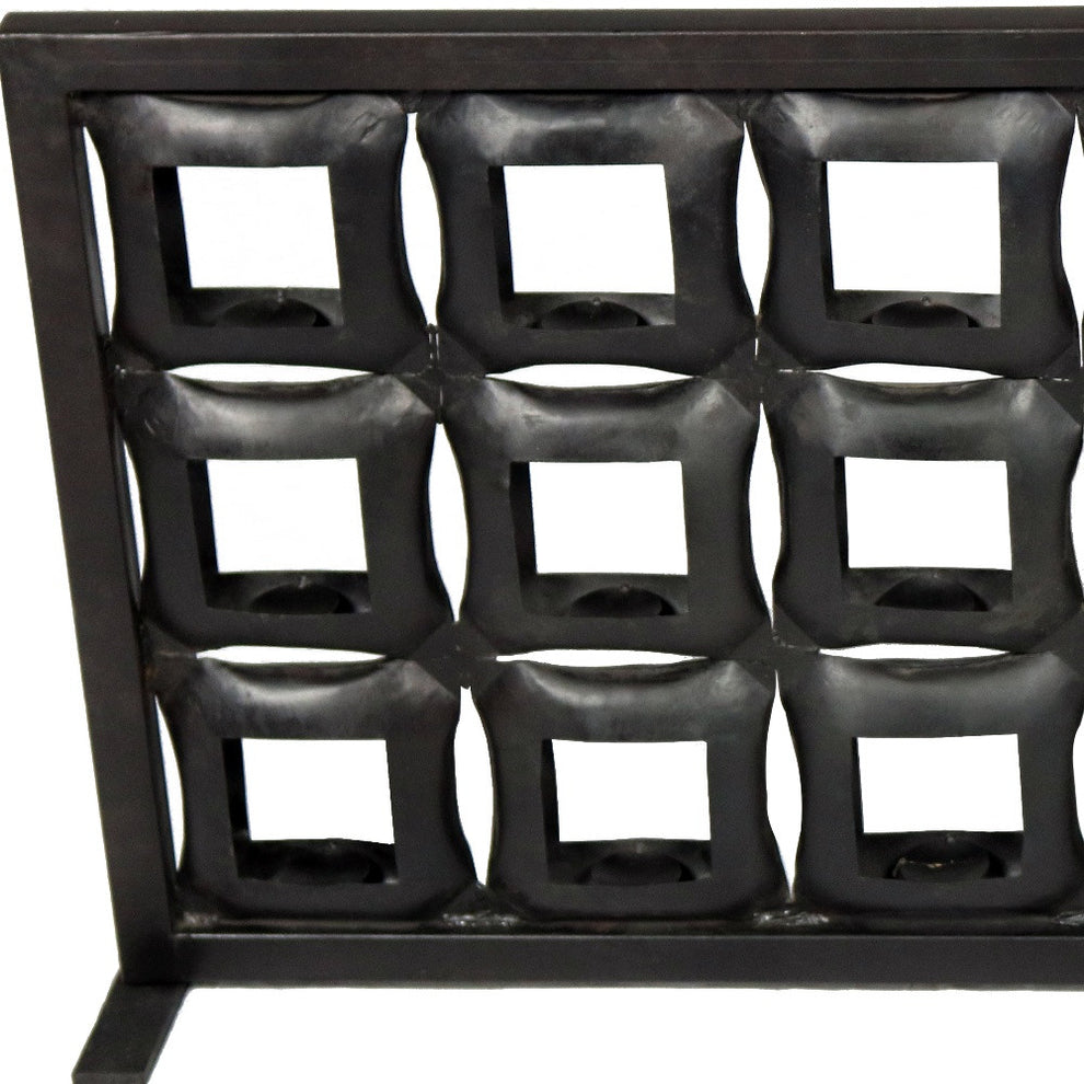 Black Iron Geometric Floor Tealight Candle Holder By Homeroots | Candle Holders | Modishstore - 4