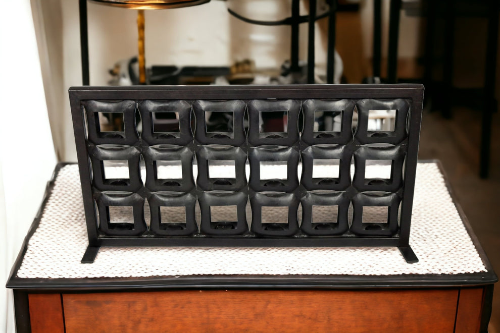 Black Iron Geometric Floor Tealight Candle Holder By Homeroots | Candle Holders | Modishstore - 2