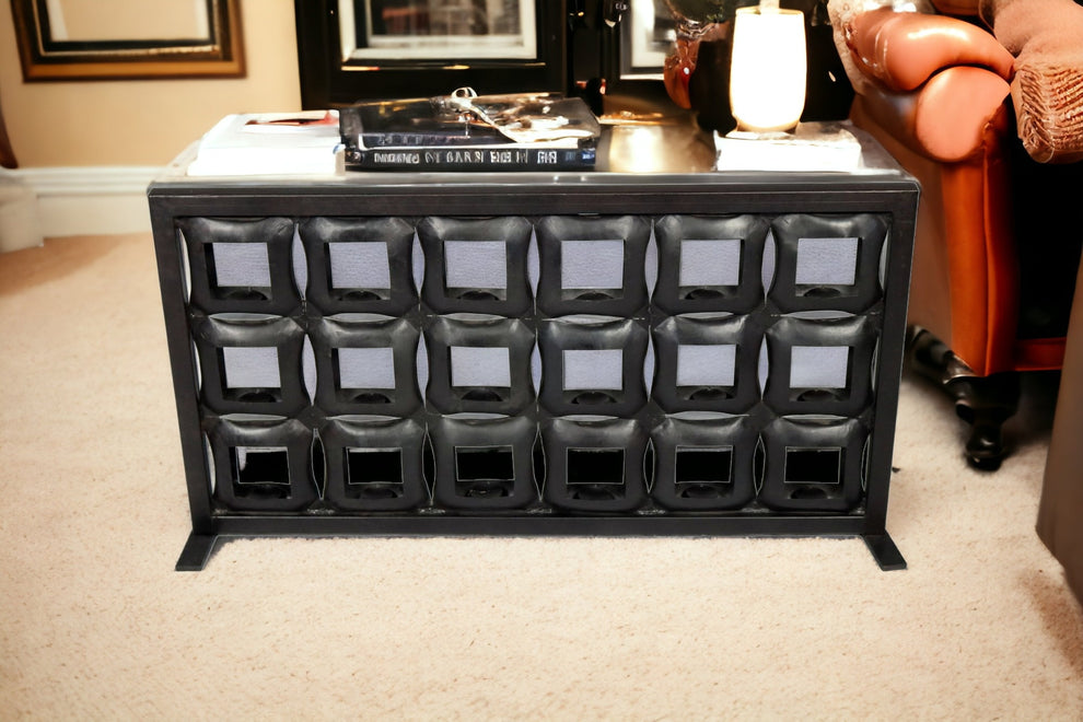 Black Iron Geometric Floor Tealight Candle Holder By Homeroots | Candle Holders | Modishstore - 6