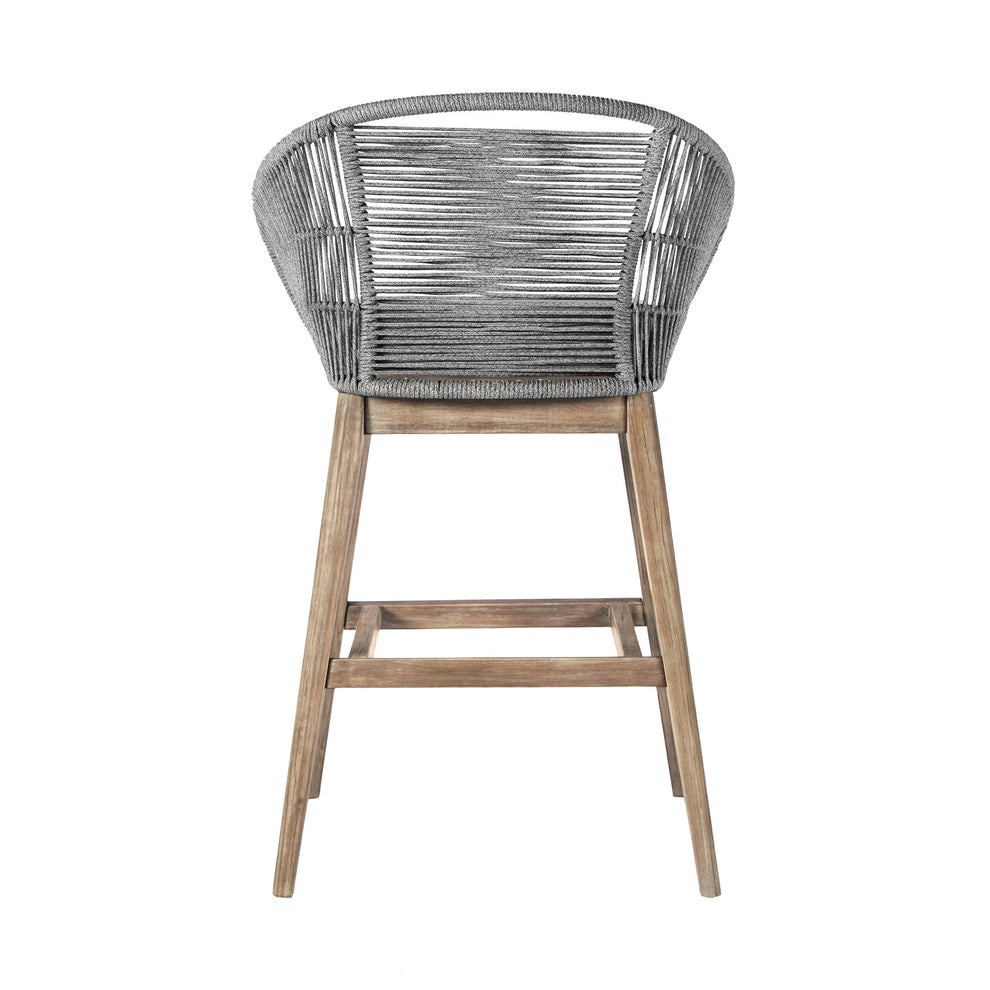 Gray Solid Wood Low back Outdoor Bar Height chair with Footrest By Homeroots | Outdoor Chairs | Modishstore - 4