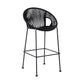 Black Metal Low back Outdoor Counter Height Bar chair with Footrest By Homeroots | Outdoor Chairs | Modishstore - 1