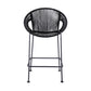 Black Metal Low back Outdoor Counter Height Bar chair with Footrest By Homeroots | Outdoor Chairs | Modishstore - 2
