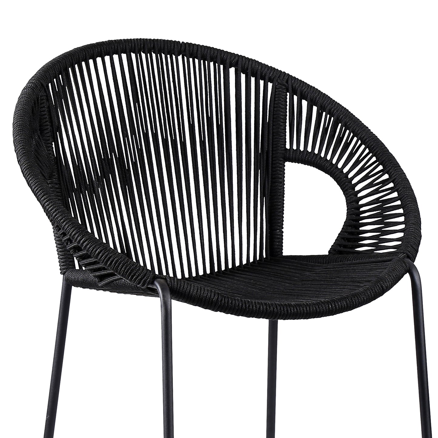 Black Metal Low back Outdoor Counter Height Bar chair with Footrest By Homeroots | Outdoor Chairs | Modishstore - 5