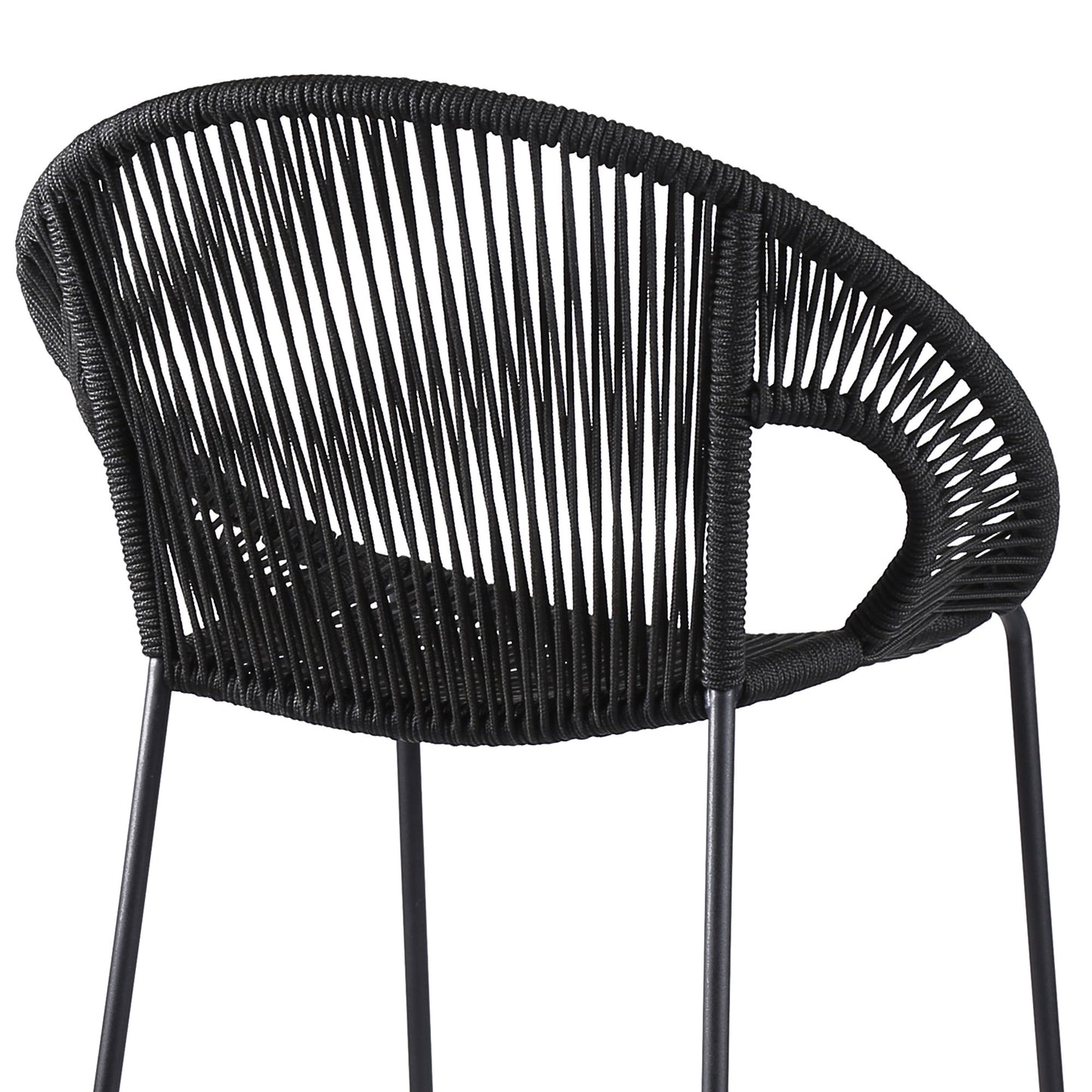 Black Metal Low back Outdoor Counter Height Bar chair with Footrest By Homeroots | Outdoor Chairs | Modishstore - 7